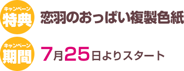 特典：恋羽のおっぱい色紙・期間7月25日より予約受付開始